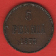 FINLAND - 5 PENNIÄ 1875 - Finlandia