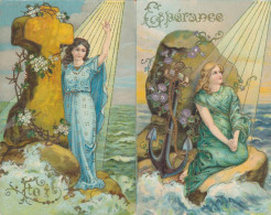 ESPERANCE + FOI FEMMES CARTES GAFFREES DORURE SB N°789 H 1912 - Sonstige & Ohne Zuordnung