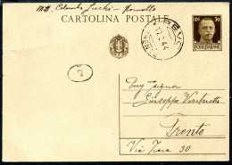 Z3657 ITALIA RSI 1944 Cartolina Postale Regno Imperiale 15 C. (Fil. C80) Usata In Periodo RSI (Filagrano € 175), Da Revò - Entero Postal