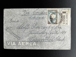 ARGENTINA 1936 REGISTERED AIR MAIL LETTER ROSARIO TO BIESENTHAL 21-01-1936 AIRMAIL CONDOR - Covers & Documents