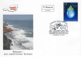 920  Europa CEPT 2001, Eau: Env. Premier Jour D'Autriche - Europe, Water FDC From Austria. Sea Horse Hippocampe - 2001