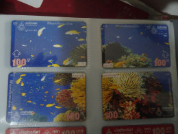 THAILAND USED 4  CARDS  MAGNETIC PUZZLES FISHES MARINE LIFE FISH - Pesci