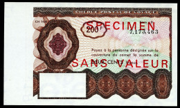 Chèque Postal De Voyage - SPECIMEN - 200 F - Chèques & Chèques De Voyage
