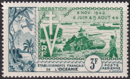 French Polynesia 1954 Sc C22 Oceanie Yt PA31 Air Post MLH* - Poste Aérienne