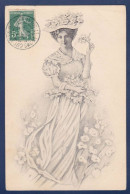 CPA 1 Euro Femme Fleur Illustrateur Art Nouveau Circulé Prix De Départ 1 Euro - 1900-1949