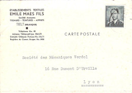 Belgique Belgie Carte Commerciale Des Ets Textiles Emile Maes Fils Tissages Et Teintures à Tielt En 1958 - Tielt