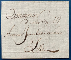 Lettre De BAYONNE 9 OCT 1697 Pour LILLE Marques Manuscrites " Debordx " + " 14 " Patards En Double Port TTB - ....-1700: Voorlopers