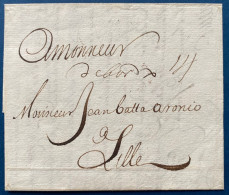 Lettre De BAYONNE 9 OCT 1697 Pour LILLE Marques Manuscrites " Debordx " + " 14 " Patards En Double Port TTB - ....-1700: Precursors