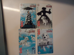 THAILAND USED CARDS OLD MAGNETIC SET 4 DISNEY  DALMATIANS 102 - Disney