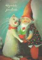 Postal Stationery - Elf - Brownie - Gnome Holding Flower Pot With Cat - Unicef 2022 - Suomi Finland - Postage Paid - Postal Stationery