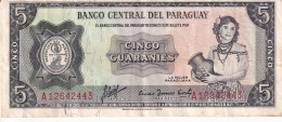 BILLETE DE PARAGUAY DE 5 GUARANIES DEL AÑO 1952 (BANK NOTE) - Paraguay