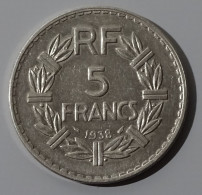 5 Francs Lavrillier 1938 , Nickel, Etat Sup , Rare - 5 Francs