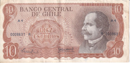 REPLACEMENT - BILLETE DE CHILE DE 10 PESOS DE BALMACEDA DEL AÑO 1970  (BANKNOTE) REEMPLAZO - Cile