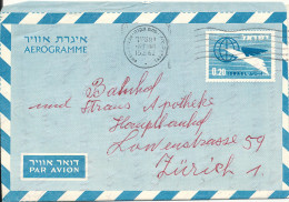 Israel Aerogramme Sent To Switzerland 15-6-1962 - Poste Aérienne