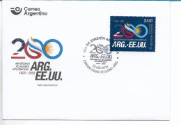 ARGENTINA 2023 200 YEARS OF RELATIONS WITH USA EMBLEM FLAGS FDC COVER - FDC
