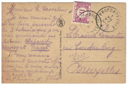 CP Profondeville Non Affranchie Obl. Profondeville 1945 > BXL Taxée 1 Fr TTx 43 Obl. BXL 1945 - Briefe U. Dokumente