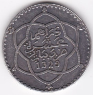 Protectorat Français 10 Dirhams AH 1329 – 1911, Moulay Hafid I , En Argent, Lec# 196 - Morocco