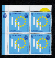 San Marino 2023 40° Anniversario Delle Relazioni Diplomatiche Tra San Marino E UE 1v In Quartina Complete Set ** MNH - Nuevos