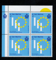 San Marino 2023 40° Anniversario Delle Relazioni Diplomatiche Tra San Marino E UE 1v In Quartina Complete Set ** MNH - Unused Stamps