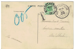 CP Blankenberghe + Obl. 1912 T 005 > Middelkerke Taxée 5c TTx 3 Obl. Middelkerke 31/12/1912 - Covers & Documents