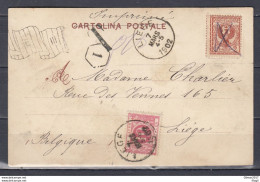 Postkaart Van Italie Naar Liege - Cartas & Documentos