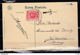 Postkaart Van La Louviere Met Taksstempel Naar La Louviere - Storia Postale