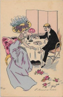 CPA Billet De Banque Banknote XAVIER SAGER Art Nouveau Femme Girl Woman érotisme Mode Chapeau Non Circulé Sans éditeur - Monnaies (représentations)