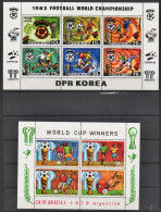 Football Corée Du NORD 4 Blocs Thème FOOTBALL Cf Scans, 1978 Argentine , Année De L'enfant 1979, Espagne 1982 (2) - Korea (Nord-)