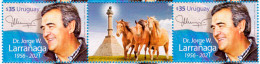 Uruguay 2023 ** Horizontal Strip With Central Vignette Of Horses. Tribute To Jorge Washington Larrañaga. Lawyer. Politic - Autres & Non Classés