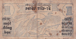 RARE Billet Phiếu Tiếp Tế Tin Tra Vinh Province 1 Dong PHIEU TIEP TE 1942 VIETNAM - Vietnam