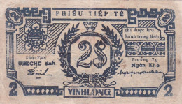 RARE Billet Phiếu Tiếp Tế Vĩnh Long VINHLONG 2 Dong PHIEU TIEP TE 1945 VIETNAM - Viêt-Nam