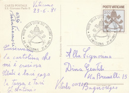 INTERO FDC VATICANO VIAGGIATO 1981 TIMBRO ARRIVO BAGNOREGIO (MX691 - Entiers Postaux