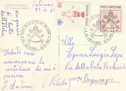 INTERO FDC VATICANO VIAGGIATO 1981 TIMBRO ARRIVO BAGNOREGIO (MX690 - Postwaardestukken