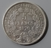 5 Francs Argent 1870 A Ceres Etat TTB - 1870-1871 Gobierno De Defensa Nacional