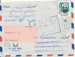 Iran Registered Air Mail Cover Sent To Denmark With Stamps On Front And Backside Of The Cover - Iran