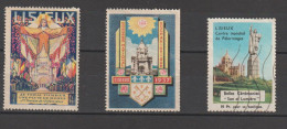 7333 Lot De 3 Vignettes Vignette Cinderella LISIEUX CENTRE MONDIAL PELERINAGE 1937.... - Tourisme (Vignettes)