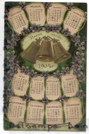 - Bonne Année - Calendrier 1904, Magnifique, Rare, Clocher, Gaufrée, écrite, 1904, Précurseur, TBE, Scans. - Neujahr