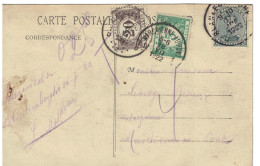 TP 183 S/CP Blankenberghe + Obl.17/7/1922 T 025 > Marchienne Au Pont Taxée 25c TTx 32-34 Obl.Marchienn Au Pont 18/7/1922 - Lettres & Documents