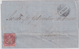 Zumst. 38 MiNr. 30 Sitzende Helvetia Auf Brief Gelaufen Von Chaux De Fonds Nach Soleure (Solothurn) - Lettres & Documents