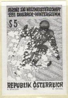 AUSTRIA(1991) Alpine Skiing World Championship. Black Print. Scott No 1526, Yvert No 1843. - Proofs & Reprints