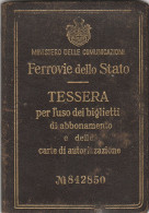 TESSERA FERROVIARIA BIGLIETTI ABBONAMENTO 1929 (MZ605 - Europa