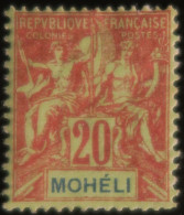 LP3972/231 - 1906/1907 - COLONIES FRANÇAISES - MOHELI - N°6 NEUF* - Ongebruikt