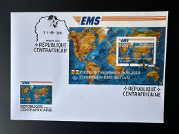 Central Africa Centrafrique 2019 FDC Mi. Bl. 2000 S/S ND IMPERF Joint Issue EMS 20 Years Emission Commune E.M.S. UPU - Centrafricaine (République)