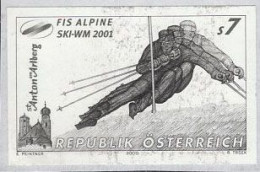 AUSTRIA(2000) Skier. Black Print. 2001 Alpine Skiing World Championship. Scott No 1834. - Probe- Und Nachdrucke