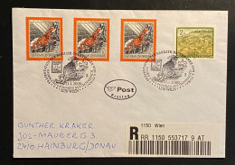 Österreich 2000 Freimarke Basilisk Von Wien Mi. 2303 (3x) + Mi. 2039 FDC, R-Brief Sonderstempel Wien - Storia Postale