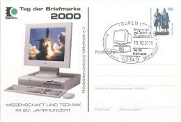 828  Ordinateur De Bureau: Entier (c.p.) + Oblit. Temp. D'Allemagne, 2000 - PC, Space Shuttle, Computer Informatics - Informatik