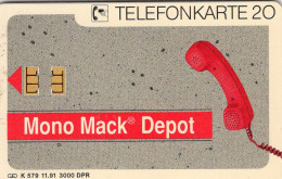 Telefon TK K 579/11.1991 O 20€ 3.000Exemplare Mono Mack Depot Karlsruhe In Kontakt Bleiben TC Phono Phonecard Of Germany - K-Series : Série Clients