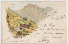 CPA- Suisse - Souvenir Des Rochers De Naye .illustré D'un Train à Crémaillère-Circulée- Carte Précurseur - Villeneuve