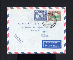 11238-FIJI-AIRMAIL BRITISH COVER SUVA To LYON (france).1951.Enveloppe AERIEN - Fiji (...-1970)