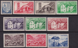 Andorra French 1949 Sc 114-23 Andorre Set MH* - Unused Stamps